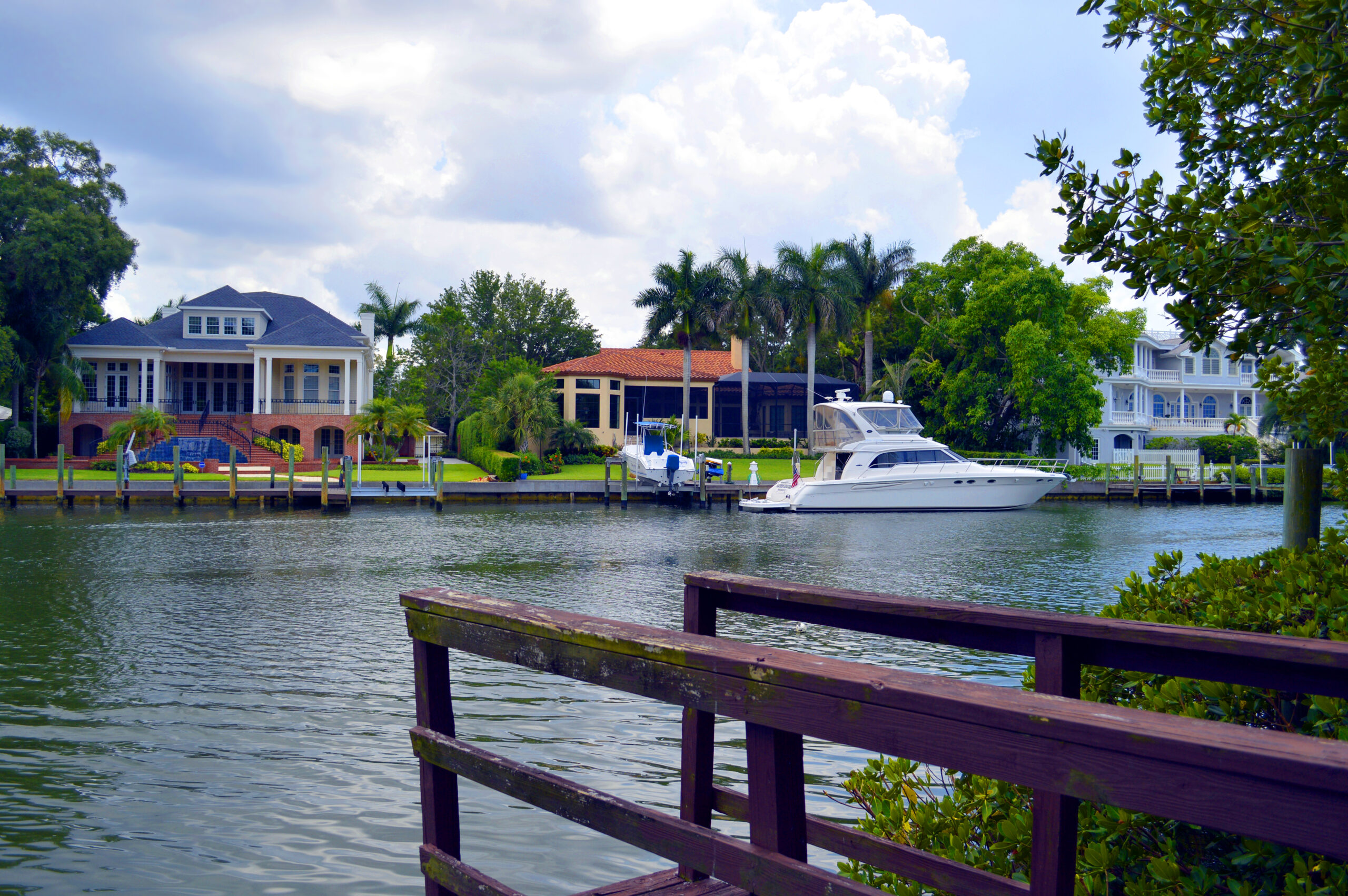 Avaiable dock in forground boat in background